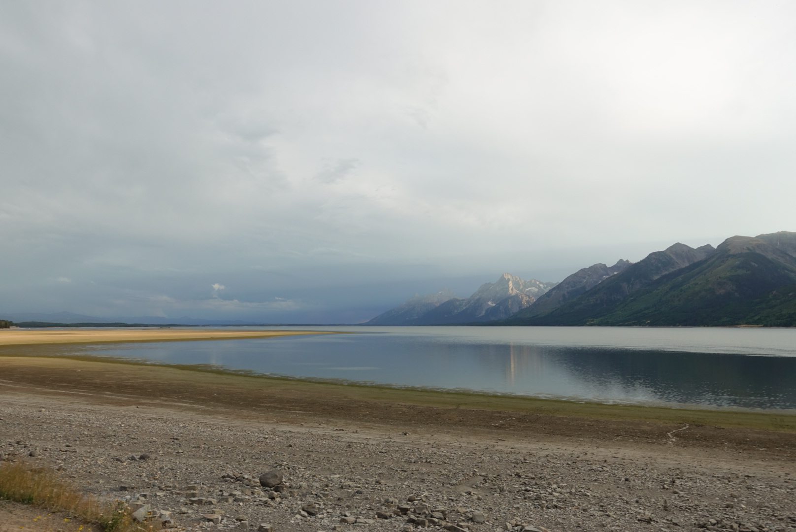 The lake shore with the range in the distance
