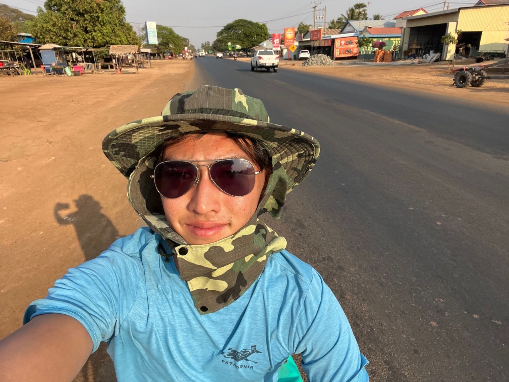 Selfie with new hat to protect me from the sun