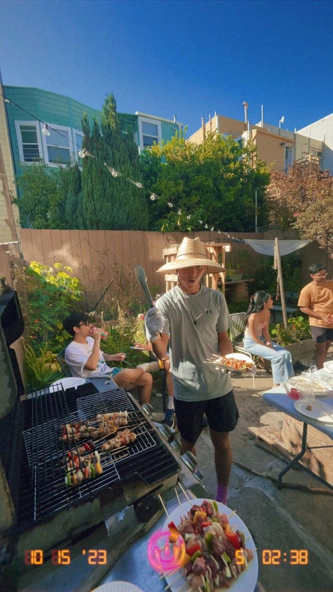 A picture of a cookout I hosted in our backyard, San Francisco, CA