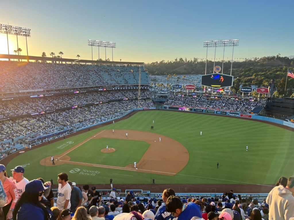 Panoramic picture of dodgers stadium in Los Angeles, California