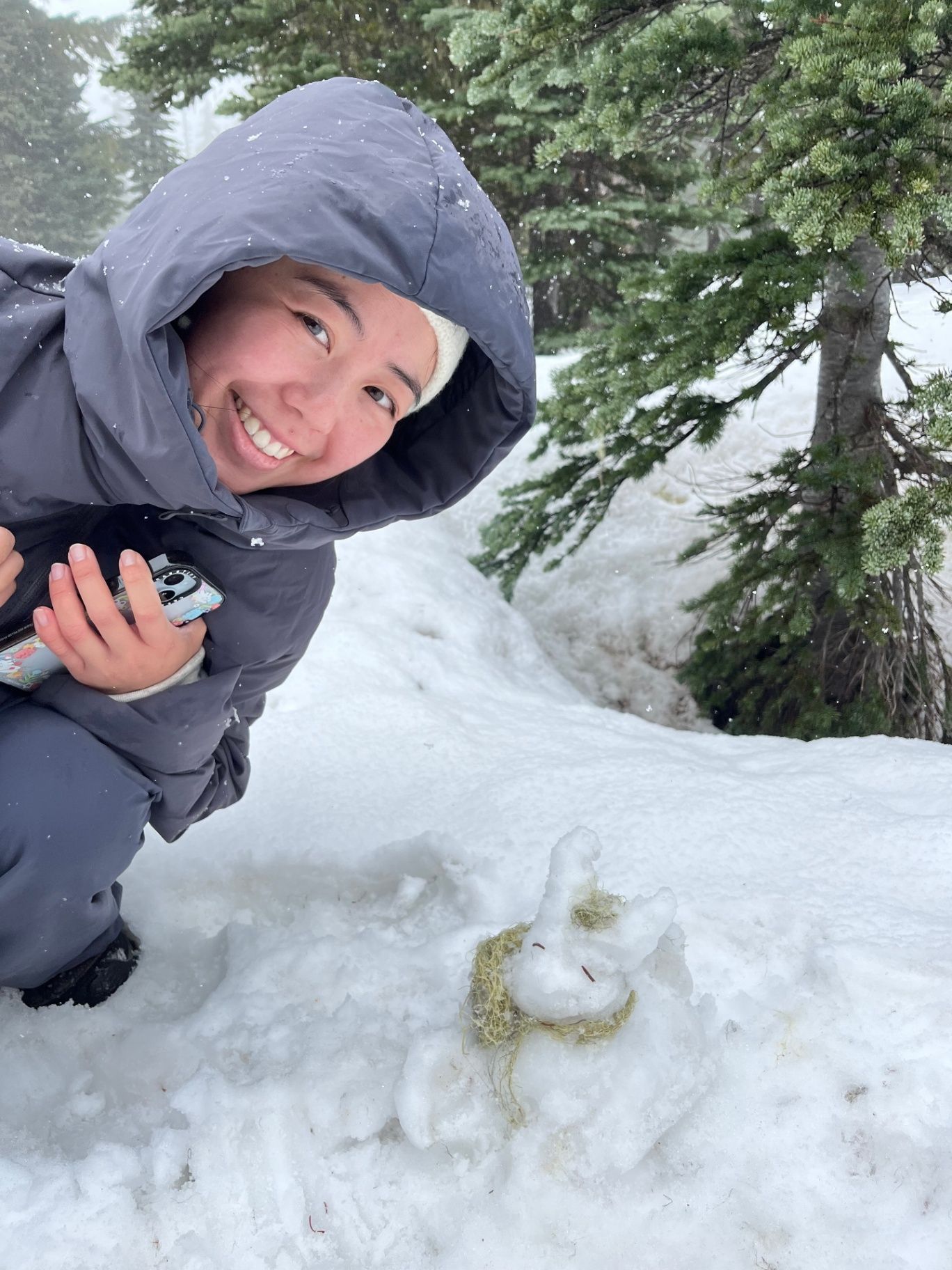 Ashley and a snow filbert in Mount Rainier