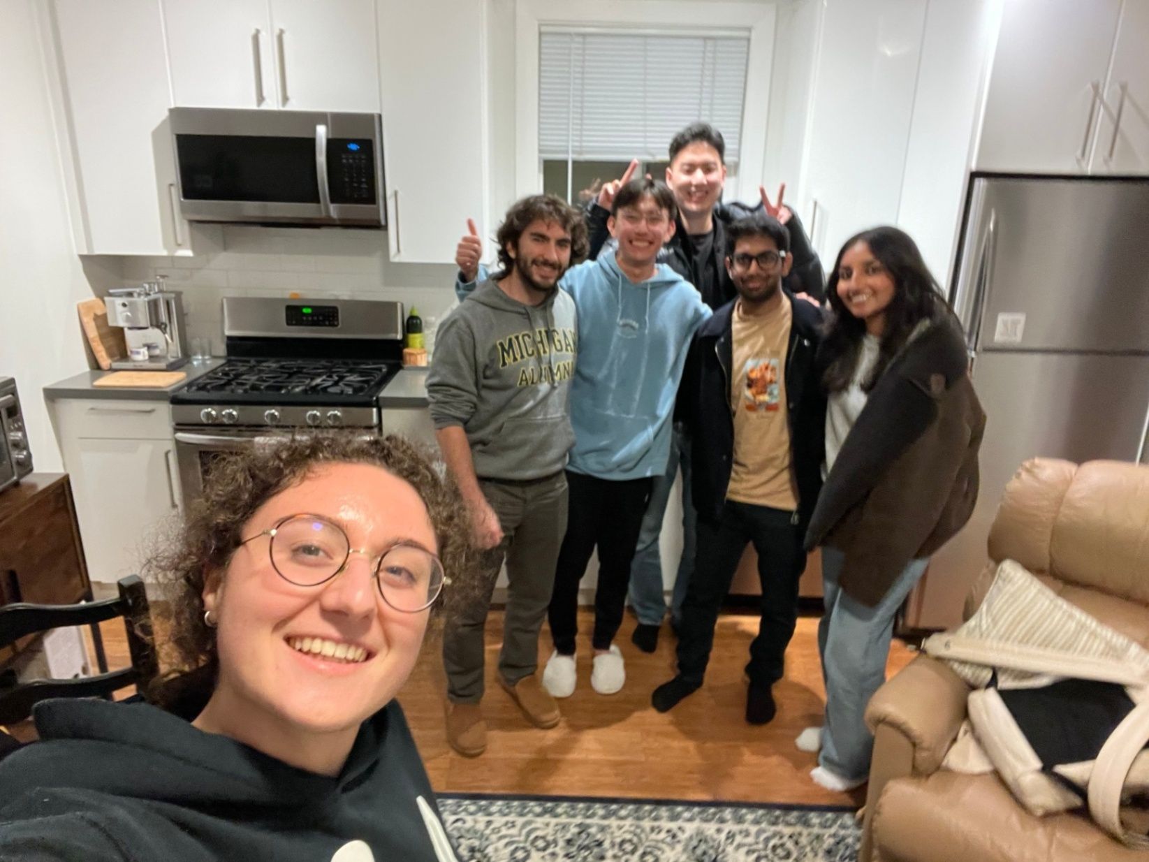 Selfie with the housemates and friends