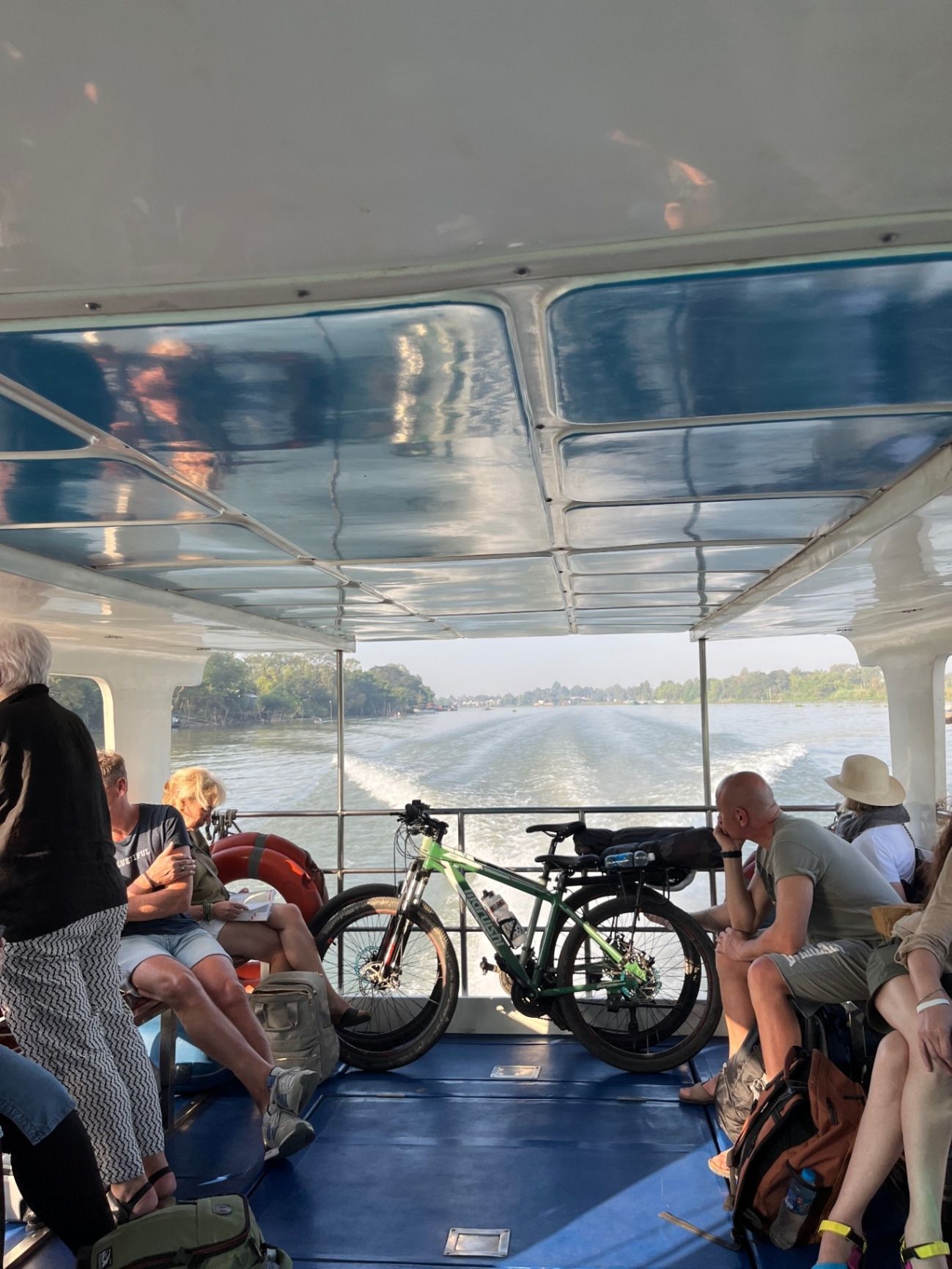 Inside the ferry to Phnom Penh
