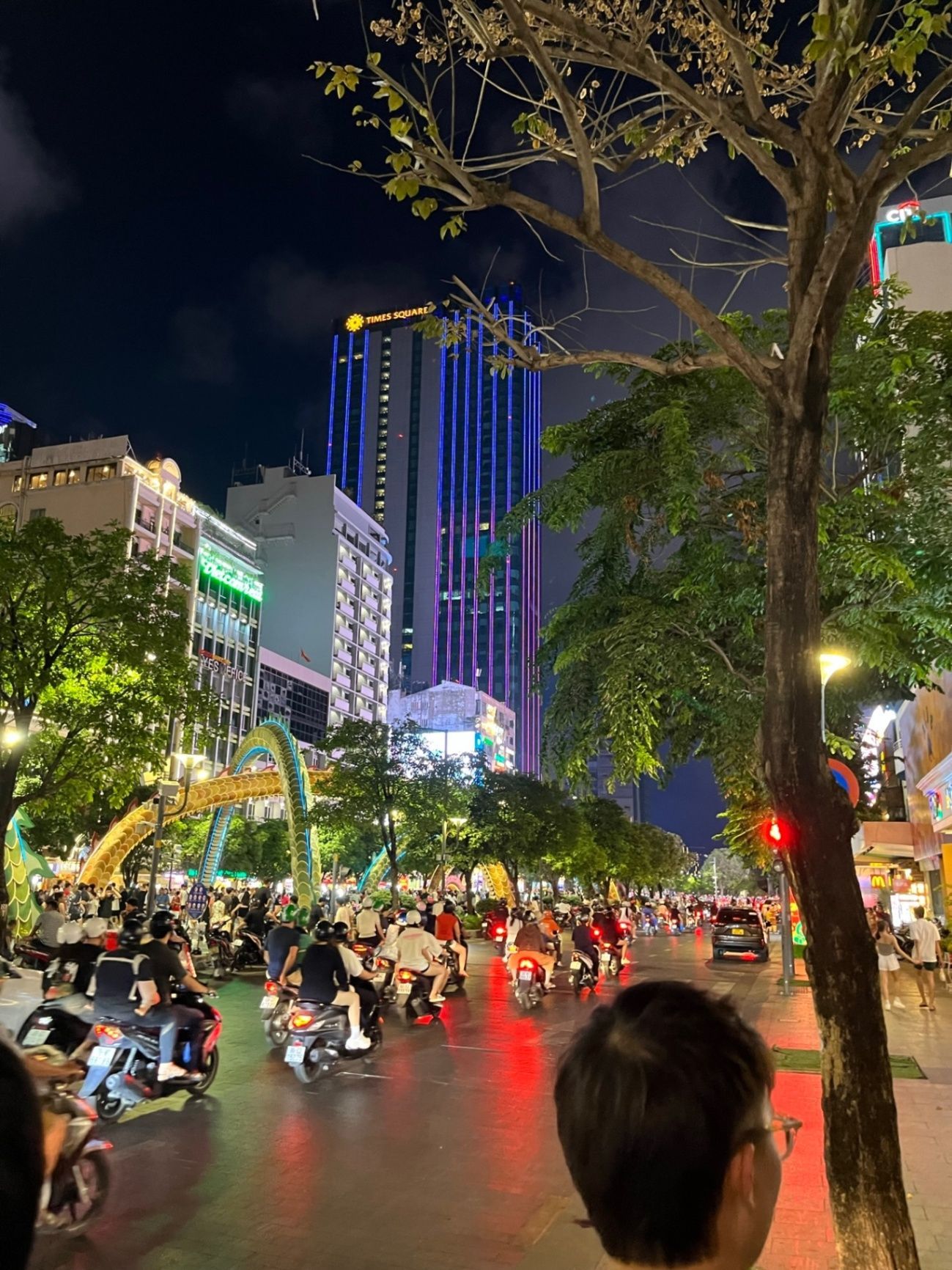 Saigon street with many motorcycles