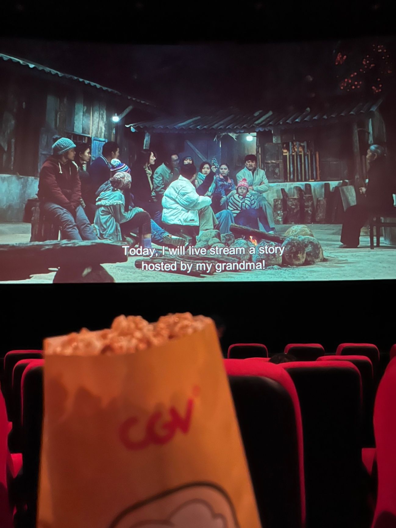 Picture of movie theater, watching Mai